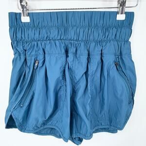 FP Movement by Free People The Way Home High Rise Athletic Smocked Shorts Blue